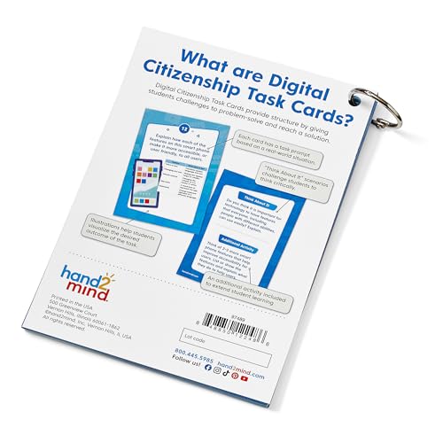 hand2mind Digital Citizenship Intermediate Task Cards for Ages 8+ – 18 STEM Activities for Classroom Computer Science Education