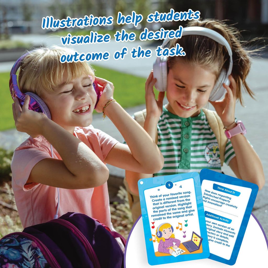 hand2mind Digital Citizenship Intermediate Task Cards for Ages 8+ – 18 STEM Activities for Classroom Computer Science Education