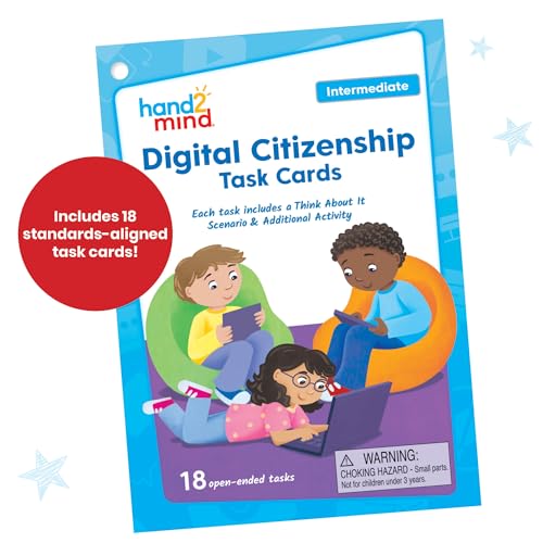 hand2mind Digital Citizenship Intermediate Task Cards for Ages 8+ – 18 STEM Activities for Classroom Computer Science Education