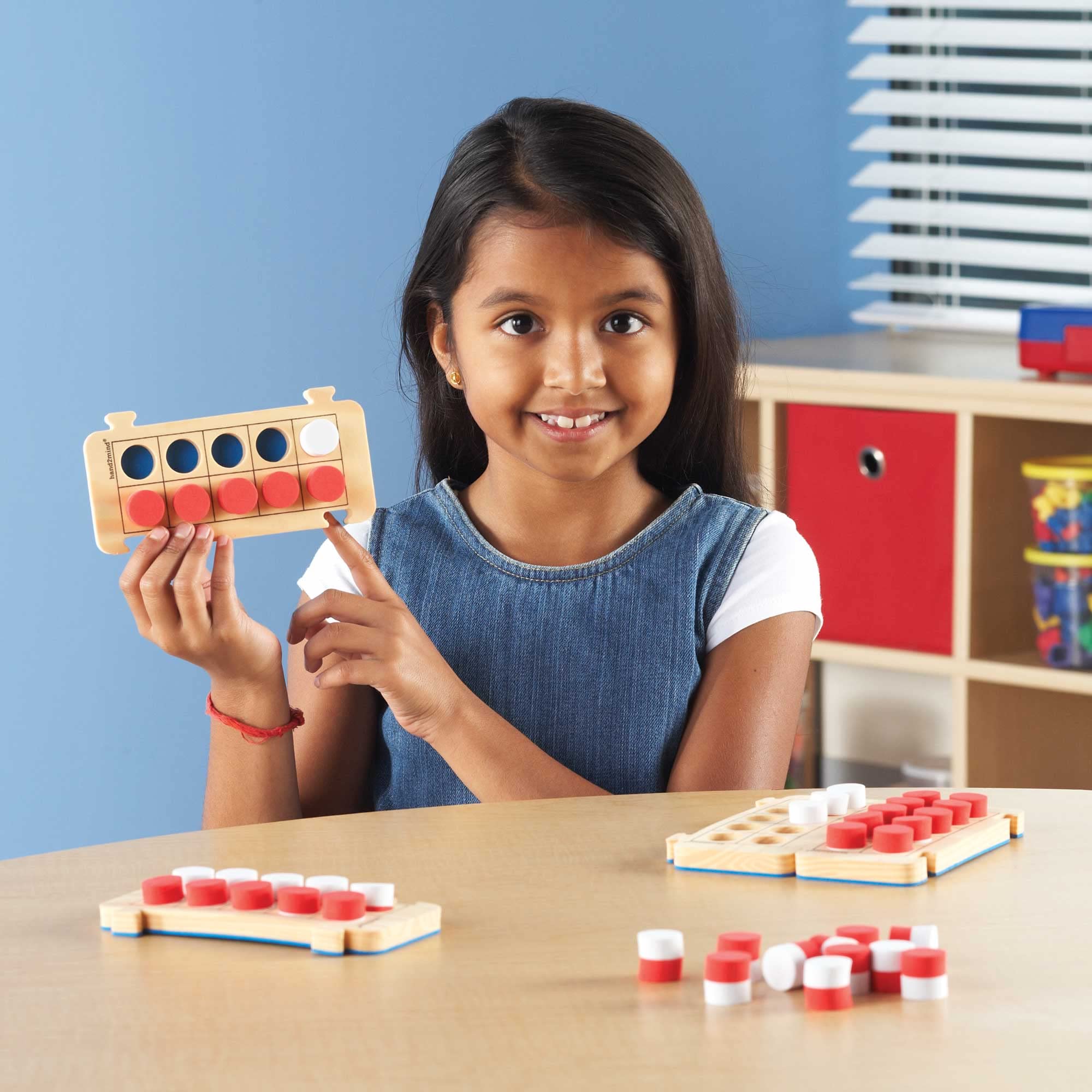 hand2mind Foam RekenRods Ten Frame Boards – 4 Interlocking Frames & 40 Counters for Kindergarten Math