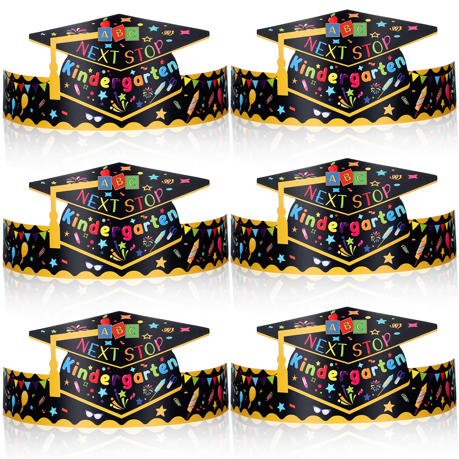Handepo 60-Pack Preschool Graduation Caps for Kids - Cardboard Crowns with Elastic Ropes for Ceremonies