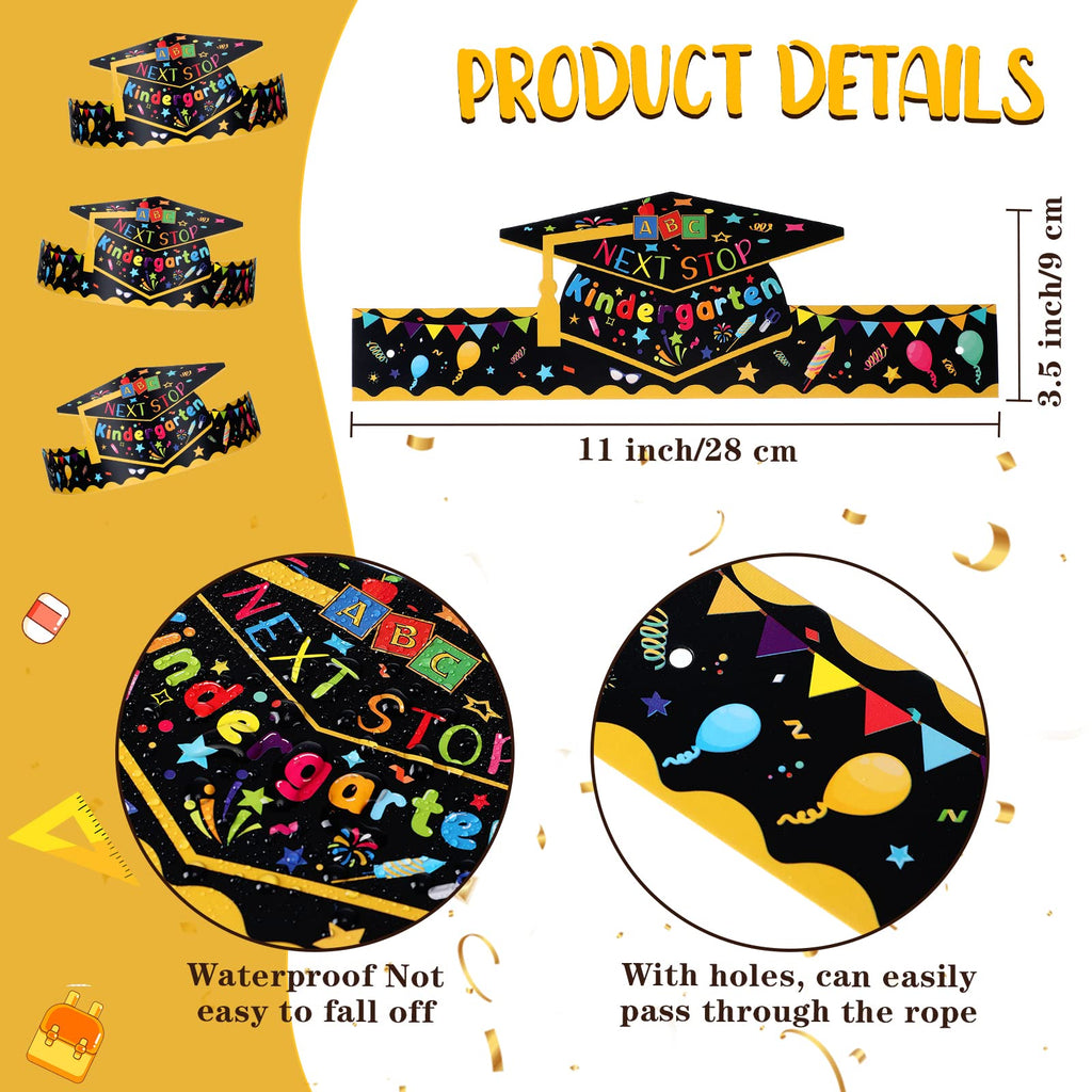 Handepo 60-Pack Preschool Graduation Caps for Kids - Cardboard Crowns with Elastic Ropes for Ceremonies