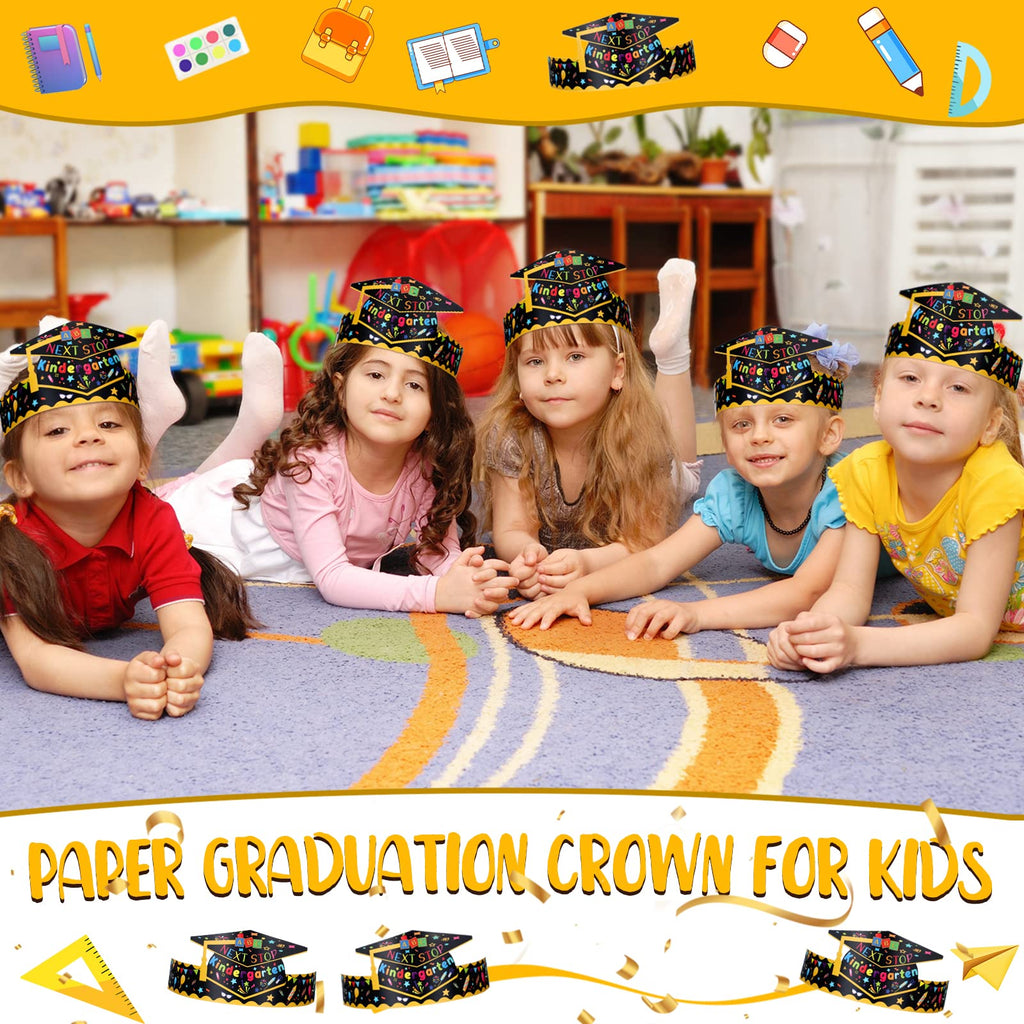 Handepo 60-Pack Preschool Graduation Caps for Kids - Cardboard Crowns with Elastic Ropes for Ceremonies