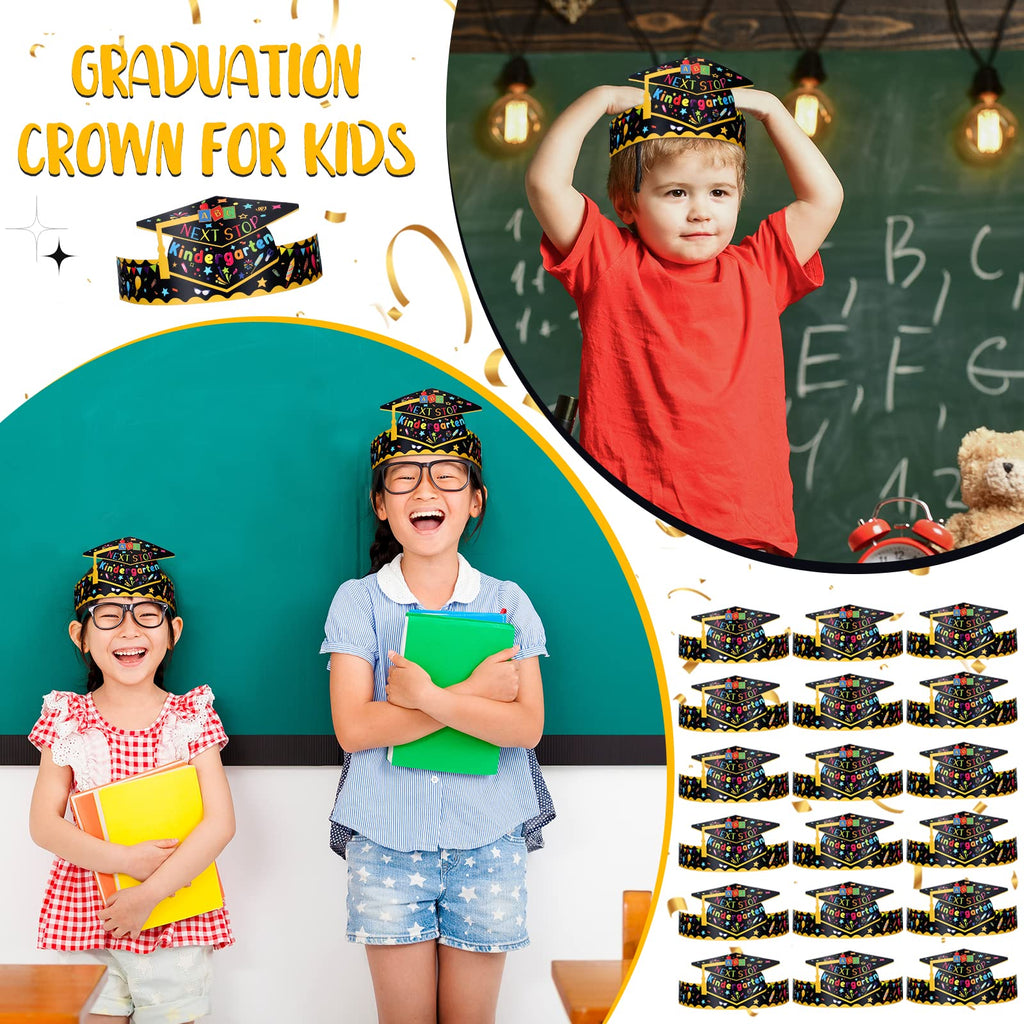 Handepo 60-Pack Preschool Graduation Caps for Kids - Cardboard Crowns with Elastic Ropes for Ceremonies