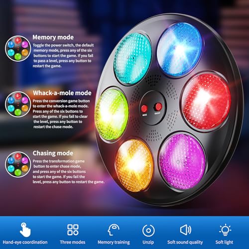 Handheld Memory Game with Lights and Sounds, Solo or Multiplayer, for Kids Ages 3-12 (Black)