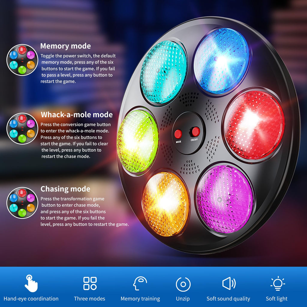 Handheld Memory Game with Lights and Sounds, Solo or Multiplayer, for Kids Ages 3-12 (Black)