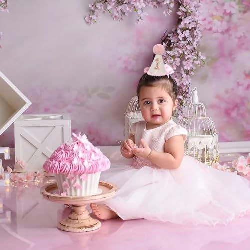 Handmade Cone and Crown Felt Birthday Hat for Baby's First Birthday Party Decor and Photo Props