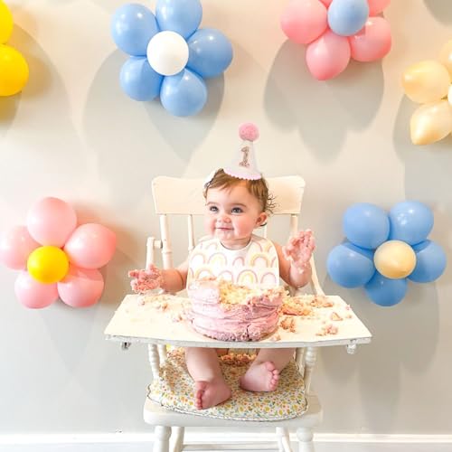 Handmade Cone and Crown Felt Birthday Hat for Baby's First Birthday Party Decor and Photo Props