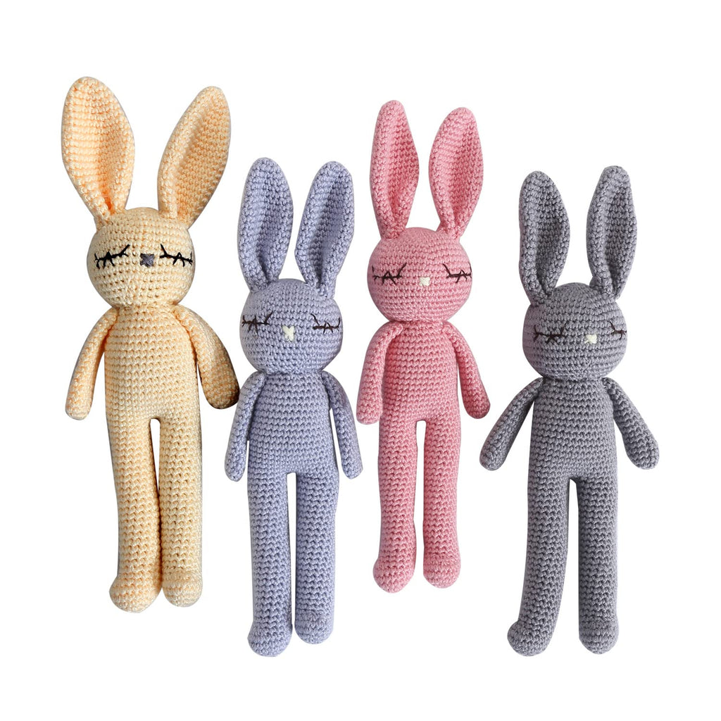 Handmade Crochet Bunny Rabbit Plush – 11-Inch Soft Stuffed Animal for Babies, Easter Gift (Blue)