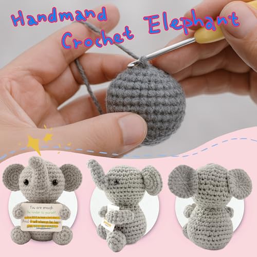 Handmade Crochet Elephant Plush – Inspirational Emotional Support Gift for Women
