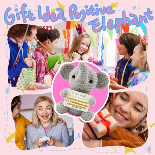 Handmade Crochet Elephant Plush – Inspirational Emotional Support Gift for Women