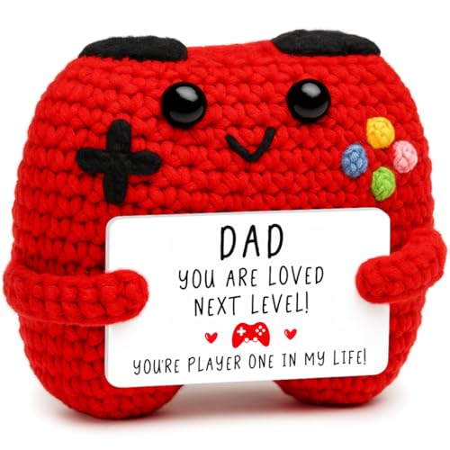 Handmade Crochet Game Controller Gift for Dad with 'Player One' Card - Busy Gaming Life