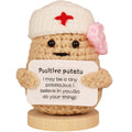 Handmade Crochet Potato Doll with Nurse Hat & Inspirational Card - Emotional Support Mini Gift for Encouragement, Desk Decor, Christmas, Birthday