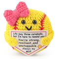 Handmade Crochet Softball Gift with Motivational Card – Rimvoe