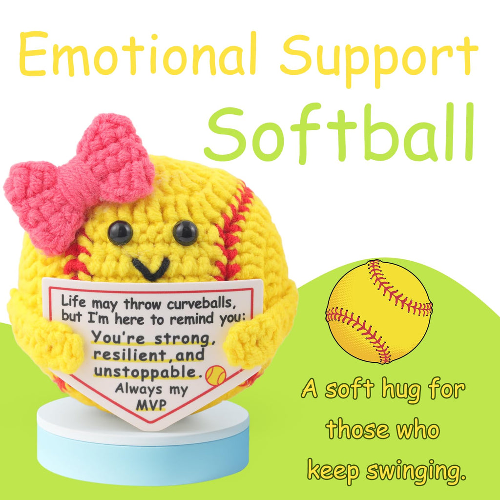 Handmade Crochet Softball Gift with Motivational Card – Rimvoe