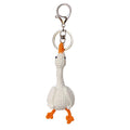 Handmade Crocheted White Goose Keychain – Soft Cotton Charm for Keys, Bags, or Couples Gift