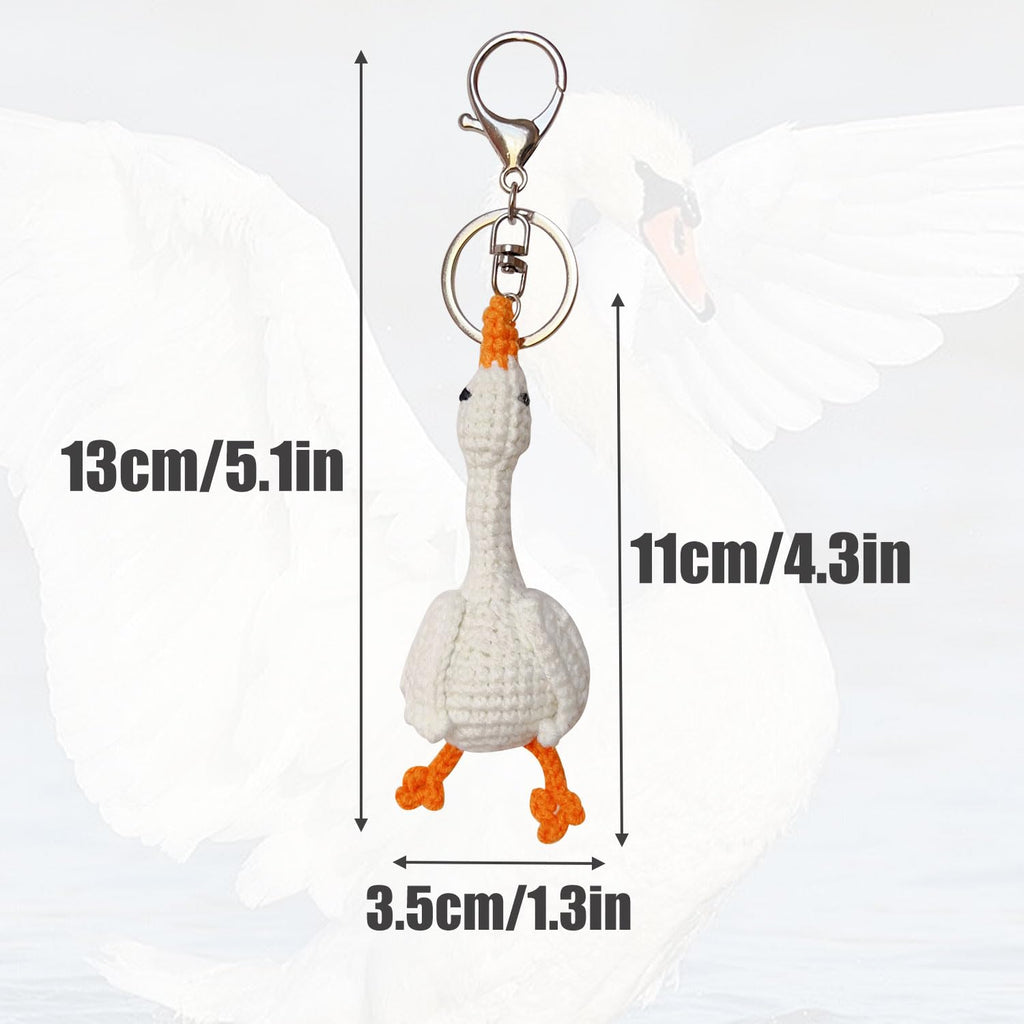 Handmade Crocheted White Goose Keychain – Soft Cotton Charm for Keys, Bags, or Couples Gift