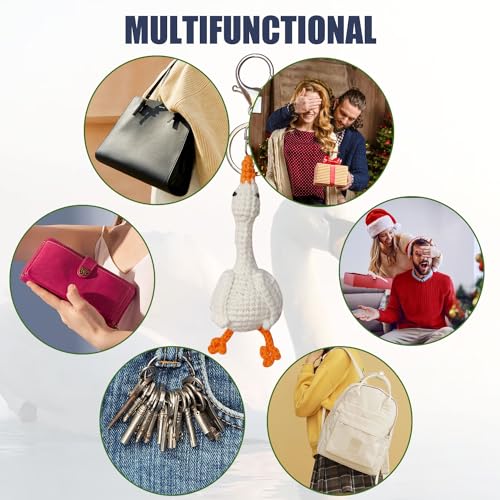 Handmade Crocheted White Goose Keychain – Soft Cotton Charm for Keys, Bags, or Couples Gift