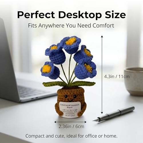 Handmade Lily of the Valley Crochet Flowers Plush - 6-Inch Soft Wool Yarn Desk Decor for Anxiety Relief, Unique Gift for Women Men Teachers