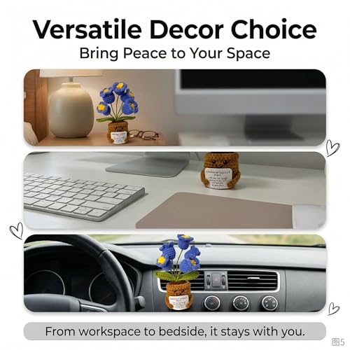 Handmade Lily of the Valley Crochet Flowers Plush - 6-Inch Soft Wool Yarn Desk Decor for Anxiety Relief, Unique Gift for Women Men Teachers