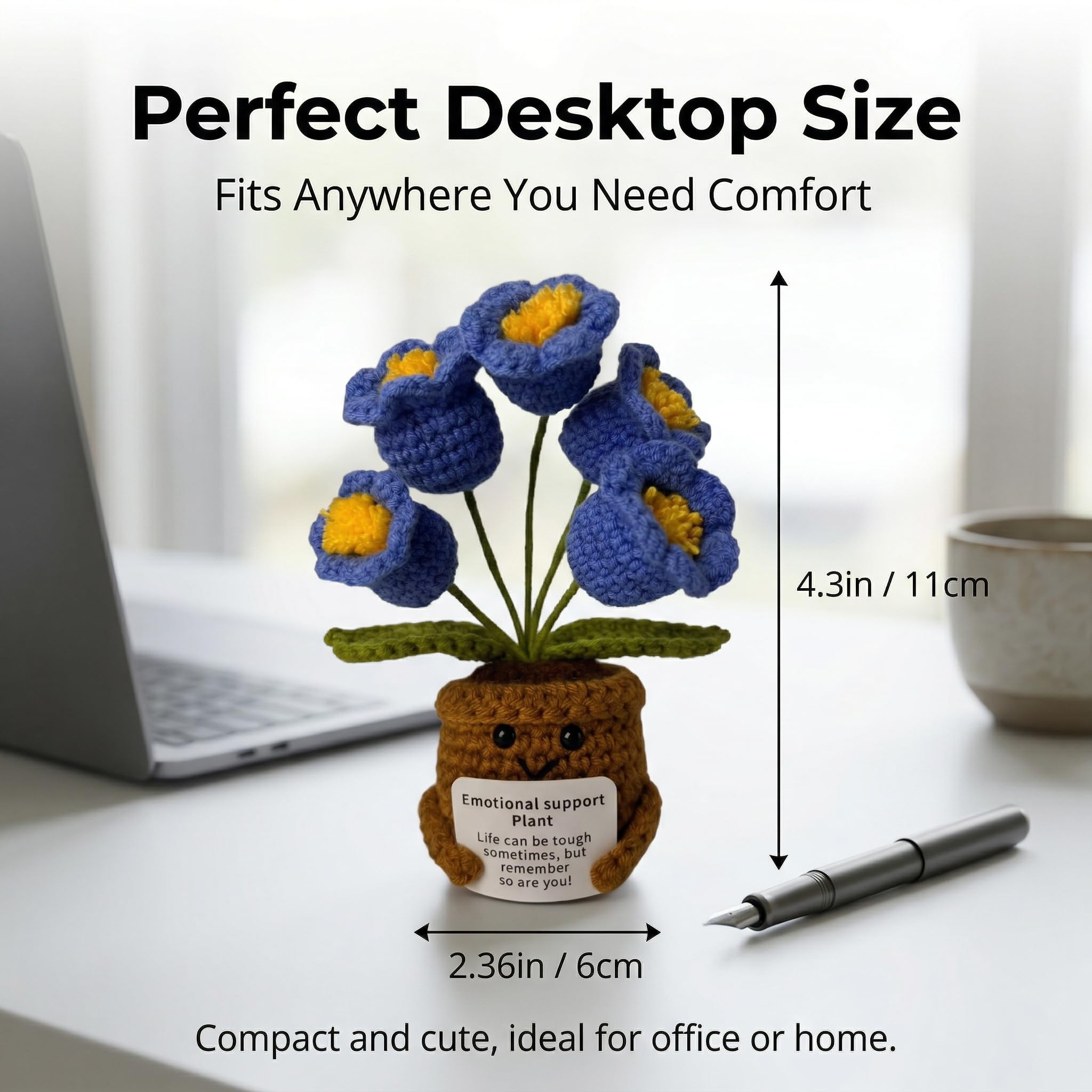 Handmade Lily of the Valley Crochet Flowers Plush - 6-Inch Soft Wool Yarn Desk Decor for Anxiety Relief, Unique Gift for Women Men Teachers