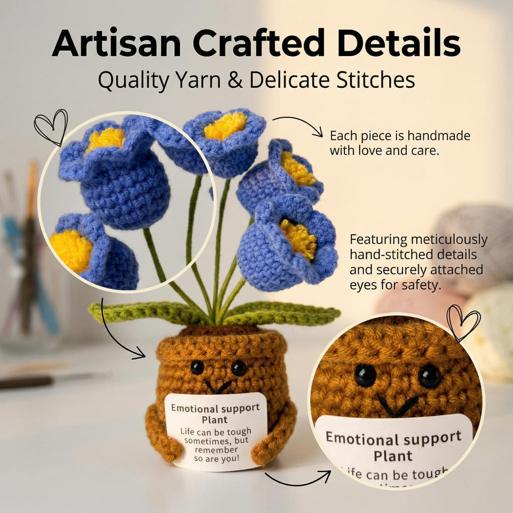 Handmade Lily of the Valley Crochet Flowers Plush - 6-Inch Soft Wool Yarn Desk Decor for Anxiety Relief, Unique Gift for Women Men Teachers