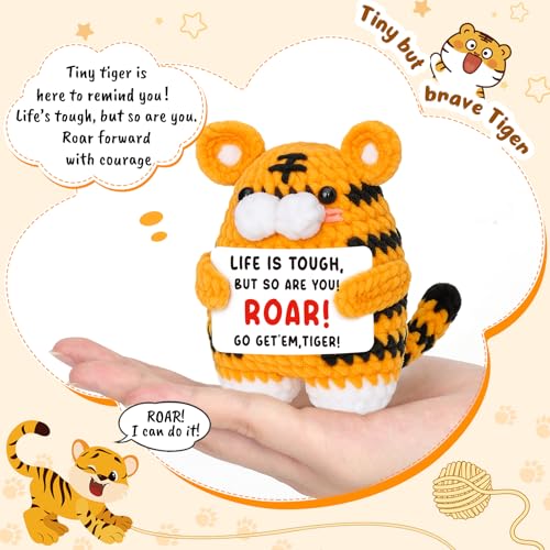 Handmade Mini Crochet Tiger Graduation Gift with Affirmation Card - FEFAMM