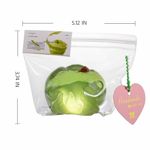 Handmade TABA Clear Apple Squishy – Jumbo Mochi Stress Relief Toy, Non-Toxic Silicone Fidget for Kids & Adults