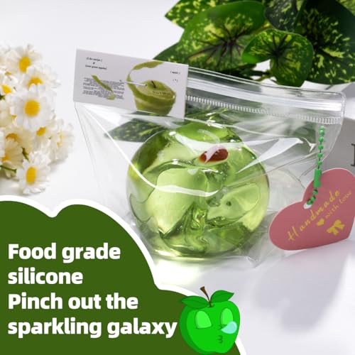 Handmade TABA Clear Apple Squishy – Jumbo Mochi Stress Relief Toy, Non-Toxic Silicone Fidget for Kids & Adults