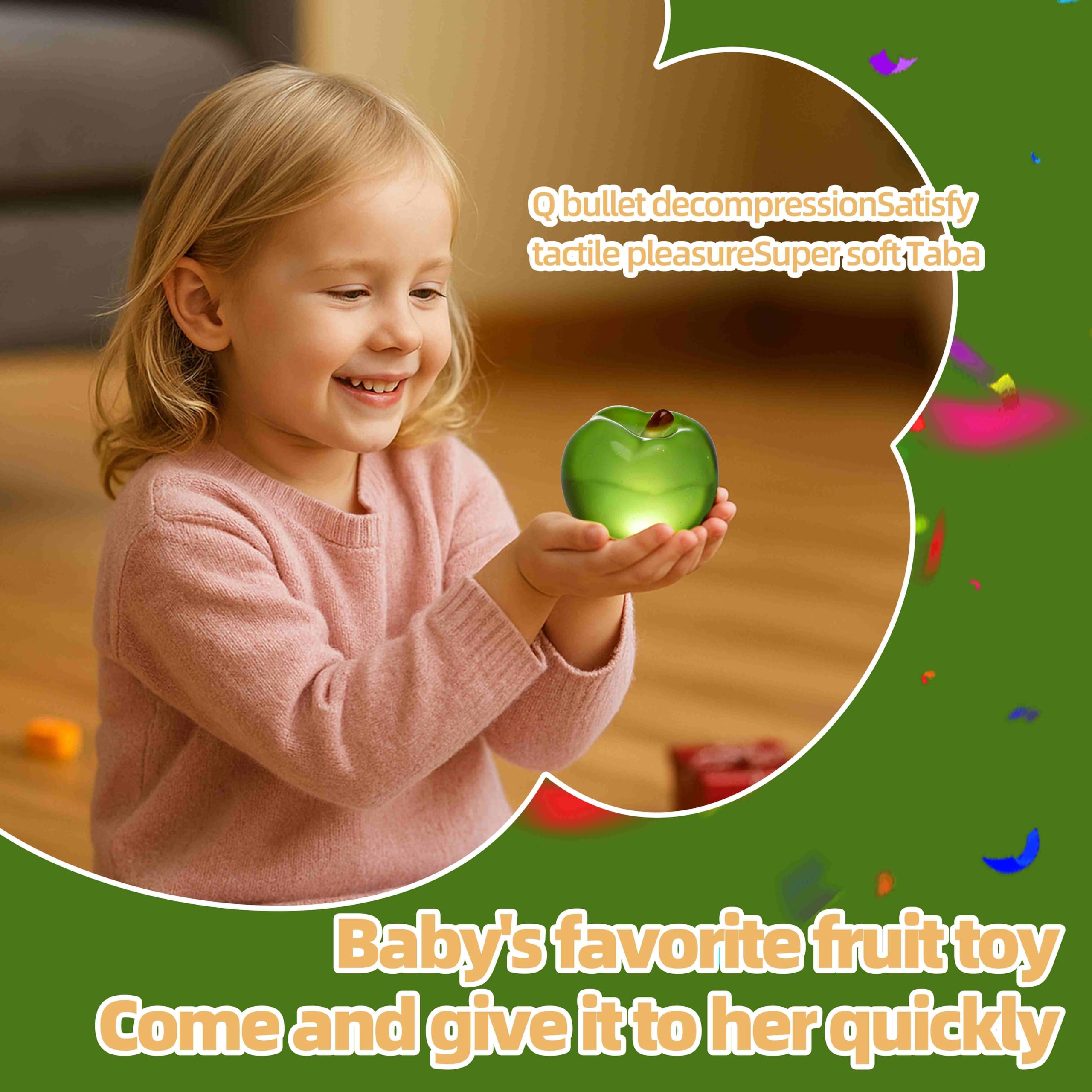 Handmade TABA Clear Apple Squishy – Jumbo Mochi Stress Relief Toy, Non-Toxic Silicone Fidget for Kids & Adults