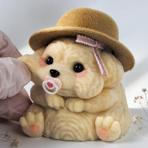 Handmade Taba Squishy Dog Toy – Realistic Silicone Mochi Fidget Pup for Stress Relief (Golden Puppy)