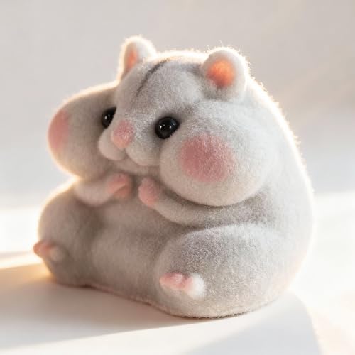 Handmade Taba Squishy Hamster Toy – Gray, Soft Silicone Mochi Furry Fidget for Stress Relief