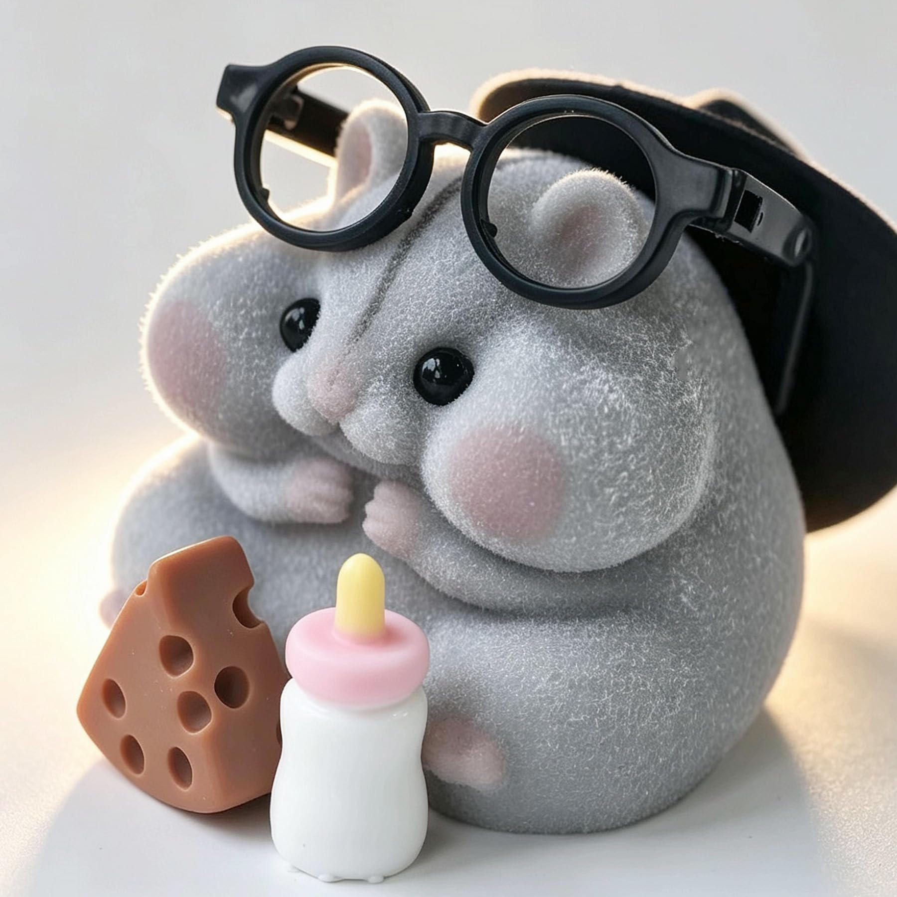 Handmade Taba Squishy Hamster Toy – Gray, Soft Silicone Mochi Furry Fidget for Stress Relief
