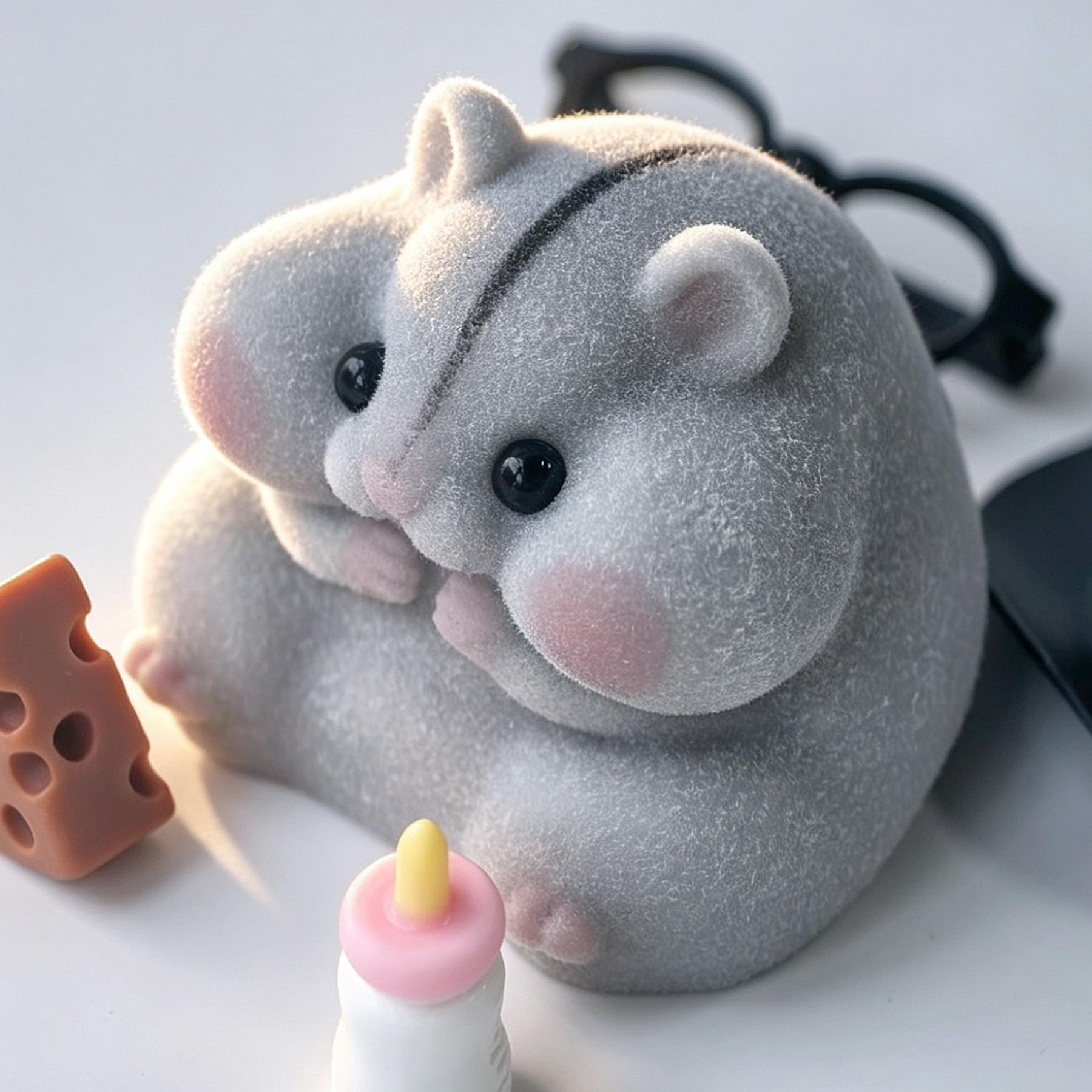 Handmade Taba Squishy Hamster Toy – Gray, Soft Silicone Mochi Furry Fidget for Stress Relief