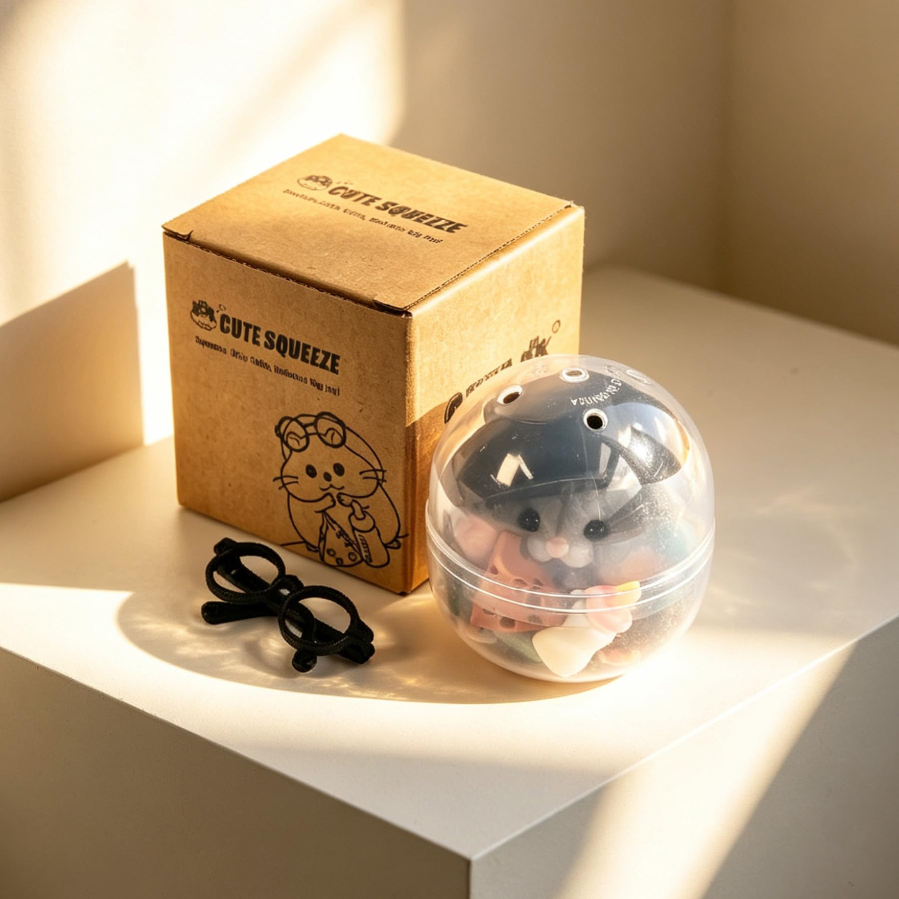 Handmade Taba Squishy Hamster Toy – Gray, Soft Silicone Mochi Furry Fidget for Stress Relief