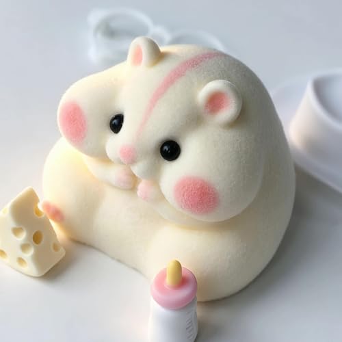 Handmade Taba Squishy Hamster Toy – Soft Silicone Fidget Stress Relief for Kids & Adults (White)