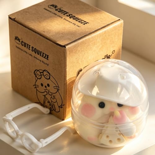 Handmade Taba Squishy Hamster Toy – Soft Silicone Fidget Stress Relief for Kids & Adults (White)