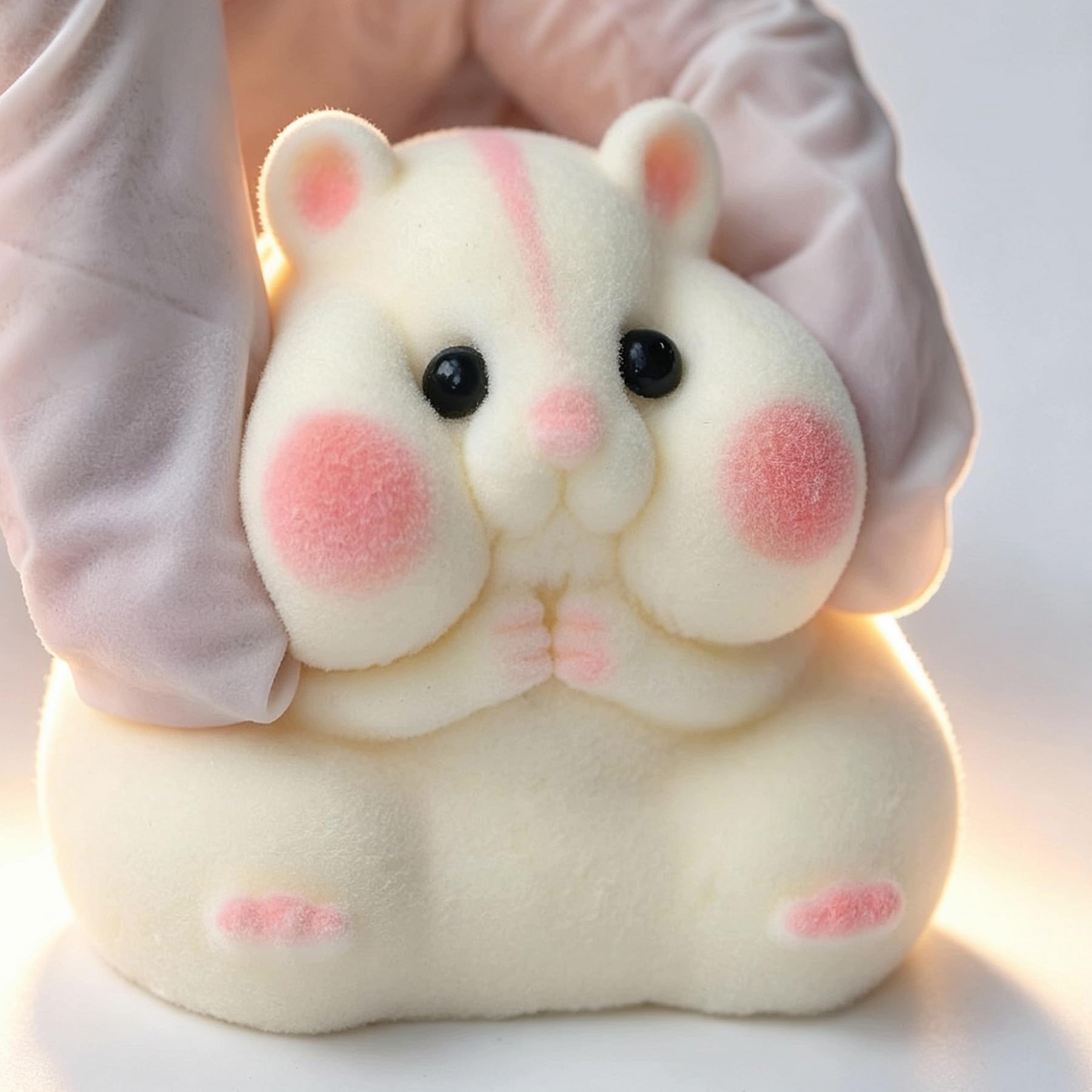 Handmade Taba Squishy Hamster Toy – Soft Silicone Fidget Stress Relief for Kids & Adults (White)
