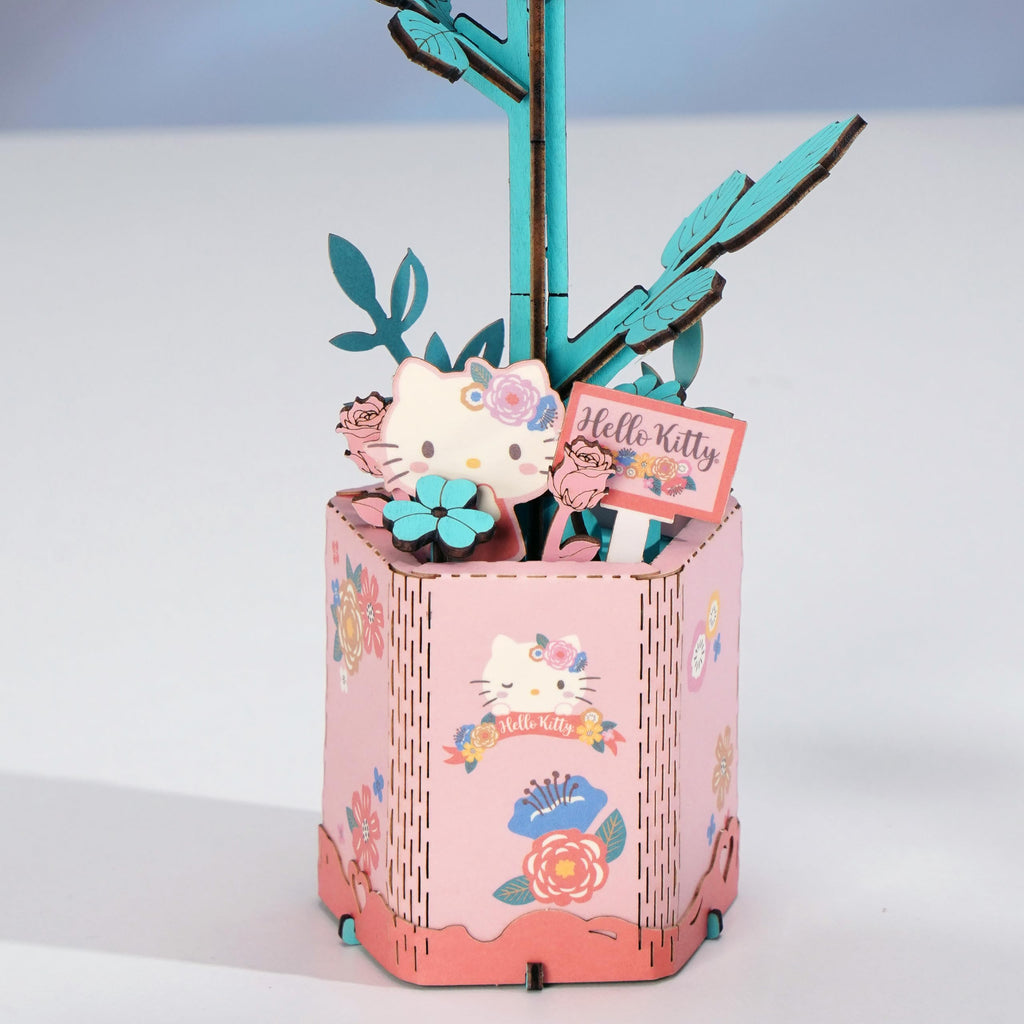 Hands Craft Hello Kitty Pink Rose 3D Wooden Puzzle – DIY Flower Model for Adults & Kids
