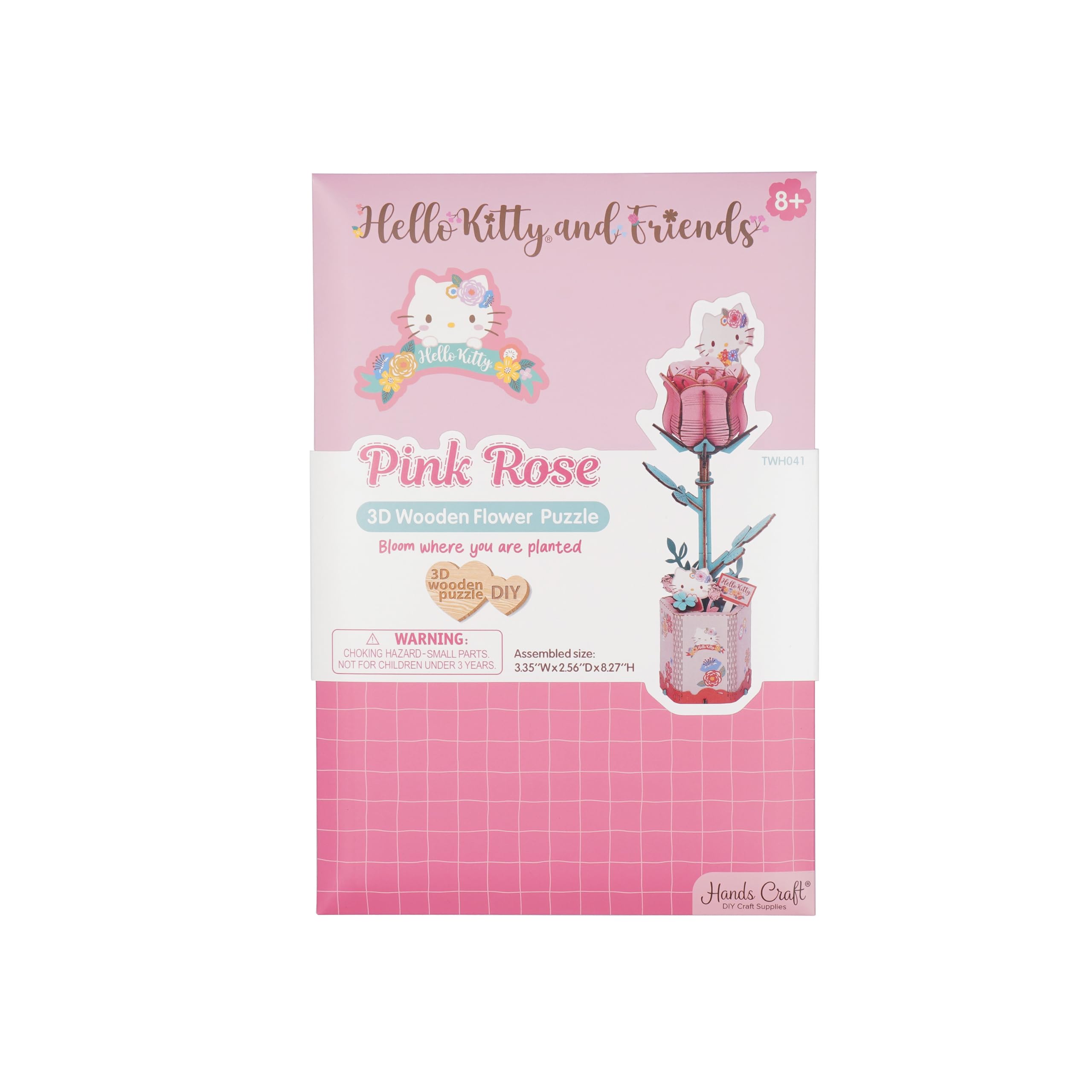 Hands Craft Hello Kitty Pink Rose 3D Wooden Puzzle – DIY Flower Model for Adults & Kids