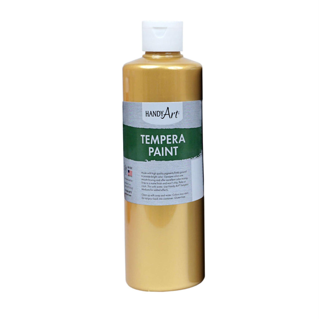 Handy Art Metallic Gold Tempera Paint - 16 oz, Non-Toxic, AP Certified