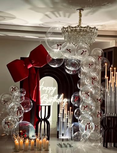 Haolongfa 36 Inch Clear Bobo Balloons – 12 Pack Transparent TPU Bubble Balloons for Stuffing, Helium Compatible, DIY Party Decor for Birthdays, Weddings, Baby Showers