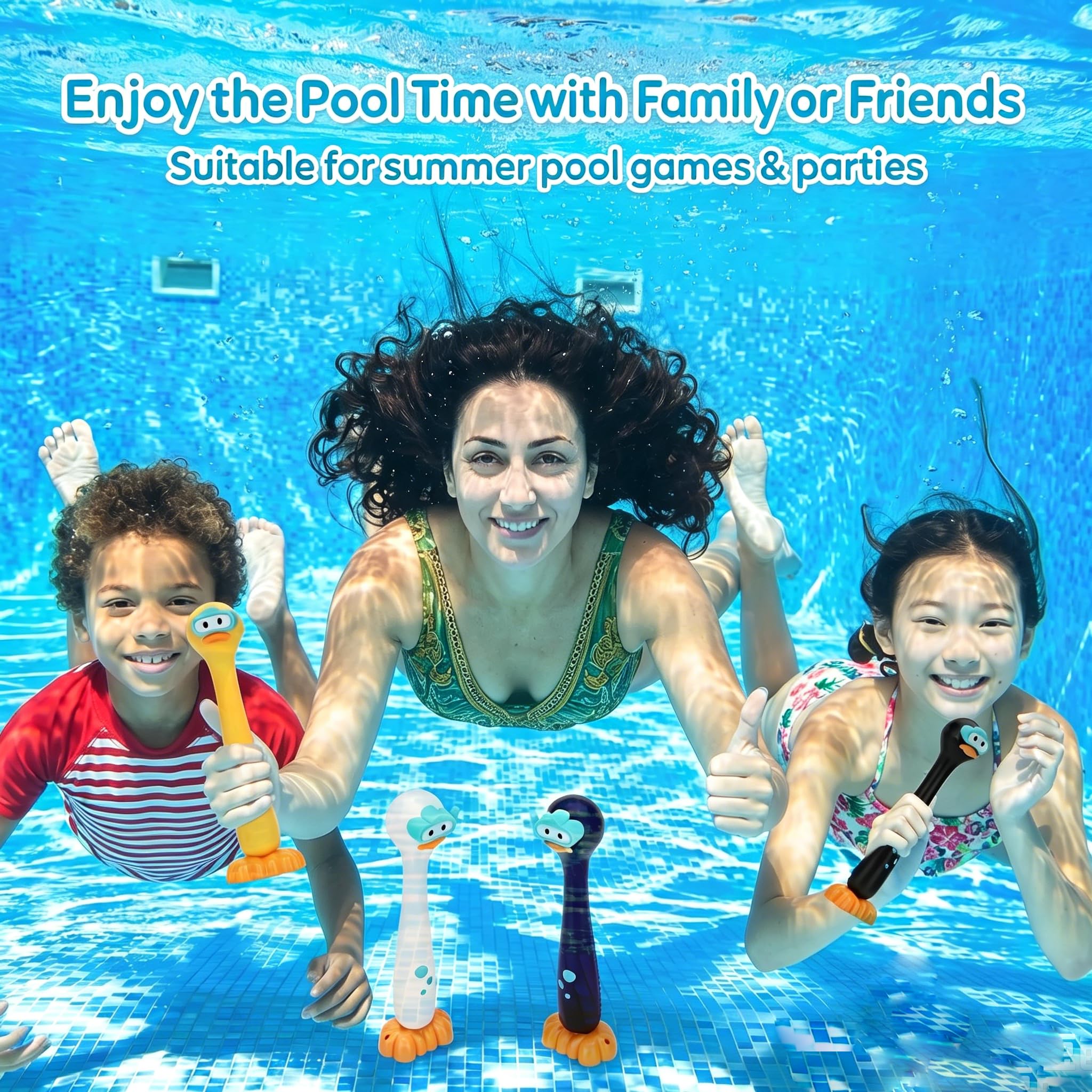 haomsj Duck Diving Sticks – 3-Pack Underwater Sinking Pool Toys for Kids Ages 4-12