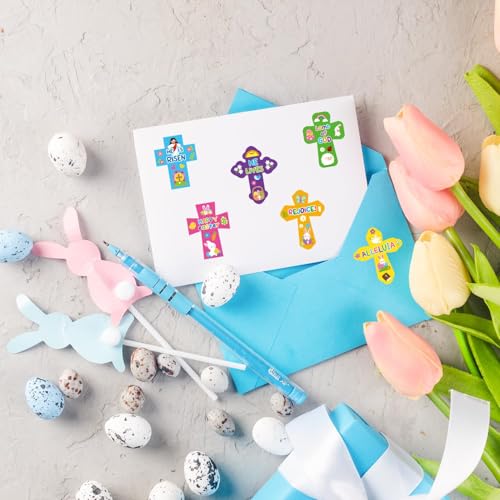Haooryx 300Pcs Easter Cross Stickers - Self-Adhesive Paper, Repositionable, 6 Designs, for Crafts & Decor