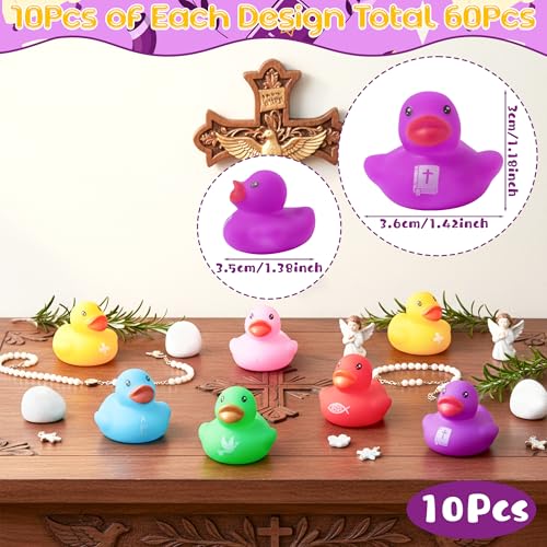 Haooryx Christian Mini Rubber Duck (120-Pack) - Religious Novelty Squeak Toys for Church Events, Easter Baskets