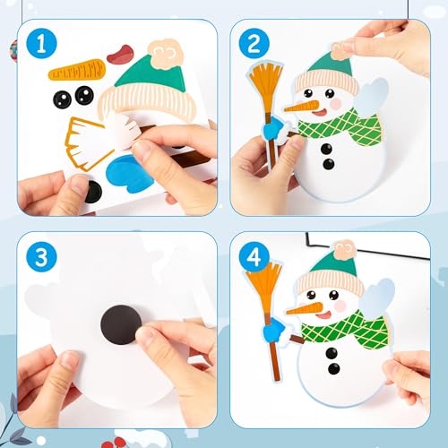 Haooryx DIY Snowman Magnet Craft Kit - 30 Sets Make Your Own Snowman Magnets for Christmas Decor, Classroom Art Projects, Fridge Decoration