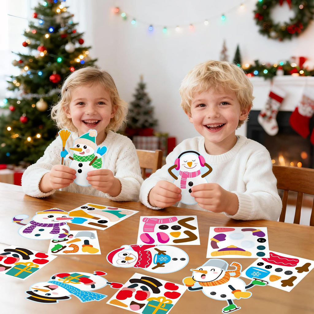 Haooryx DIY Snowman Magnet Craft Kit - 30 Sets Make Your Own Snowman Magnets for Christmas Decor, Classroom Art Projects, Fridge Decoration