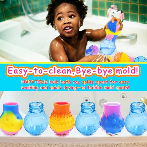 HAPATOYS 3-Pack Squishy Bulb Bath Toys for Toddlers 1-3 - Sensory Water Toys for Bathtub, Pool, Shower - BPA-Free, Easy Grip, Stocking Stuffer