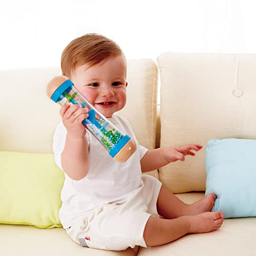 Hape Beaded Raindrops Wooden Rainmaker Toy – Blue, Model E0328B