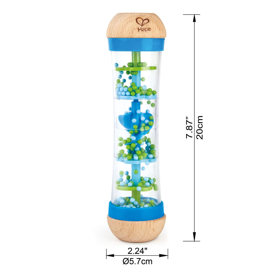 Hape Beaded Raindrops Wooden Rainmaker Toy – Blue, Model E0328B
